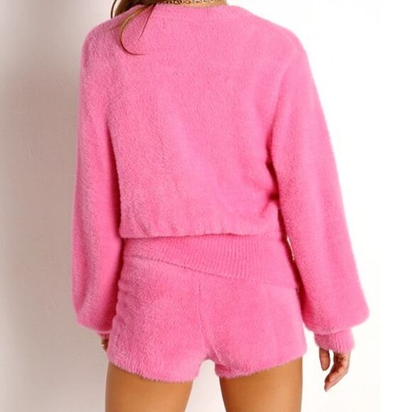 L Space Daydreamin Button Front Cardigan Barbie Pink Knit Fuzzy Cozy XL Coquette - Picture 7 of 11
